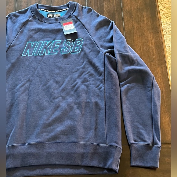2015 NWT NIKE SB DRI-FIT SKATEBOARDING NAVY BLUE CREWNECK SWEATSHIRT MEN’S LARGE - Picture 3 of 11
